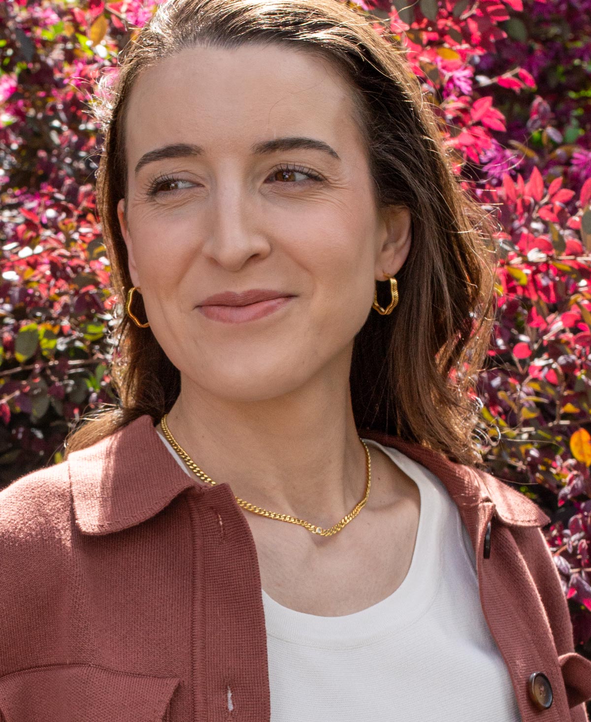 Cadena Cuban link curb chain necklace worn by model - bold statement piece