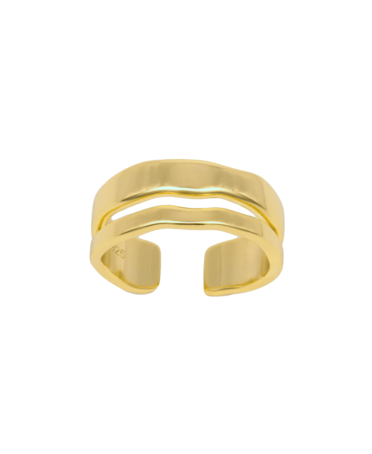 Elyse adjustable open band ring product shot - organic stacked design