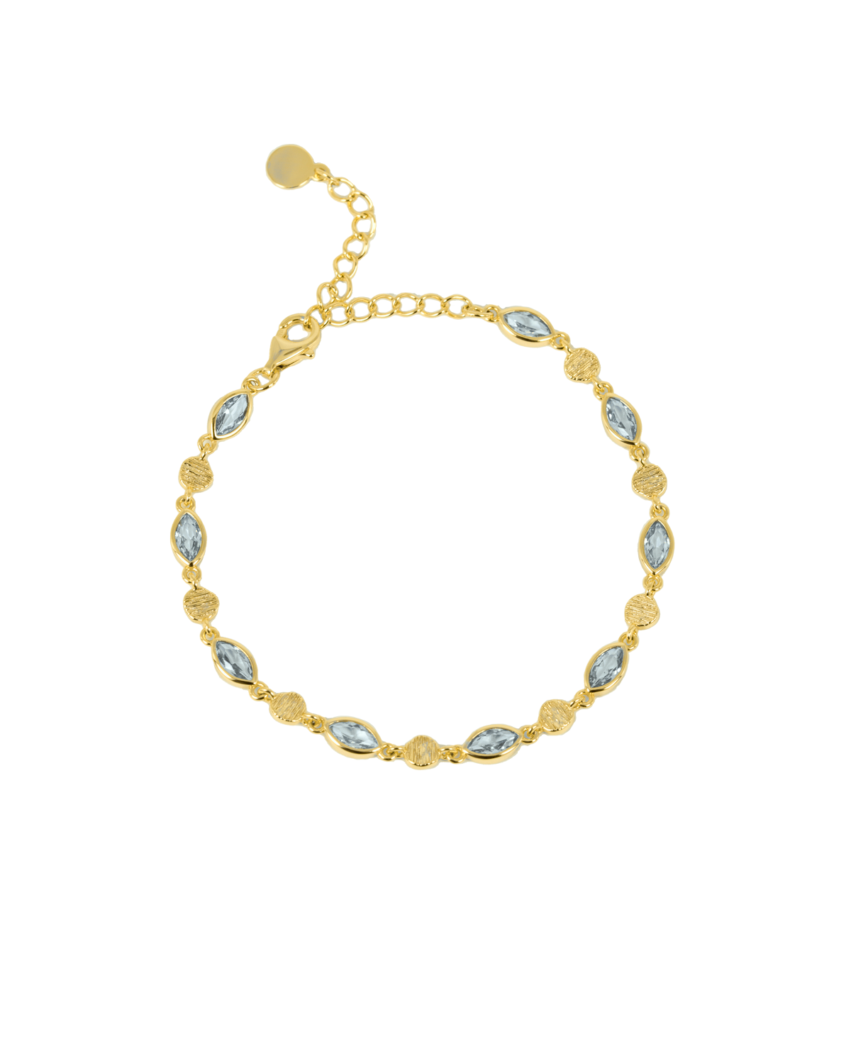 Clara bracelet product shot - marquise-cut blue topaz spinel 18k gold vermeil