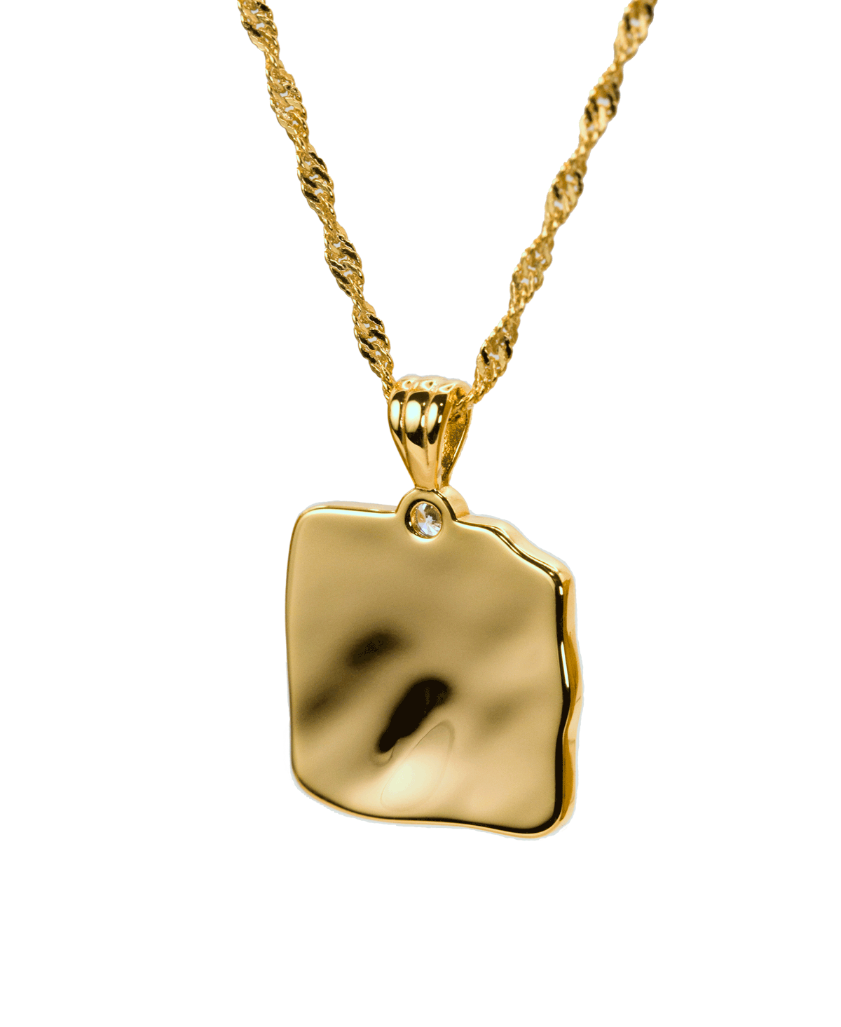 Audrey pendant close-up - organic mother of pearl on Singapore chain